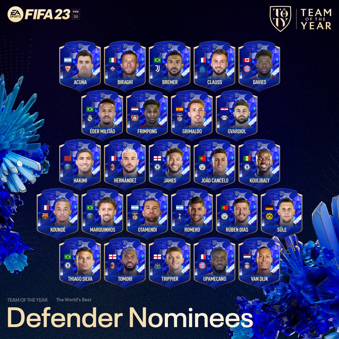 Los nominados para el codiciado Equipo del Año (TOTY) de FIFA 23