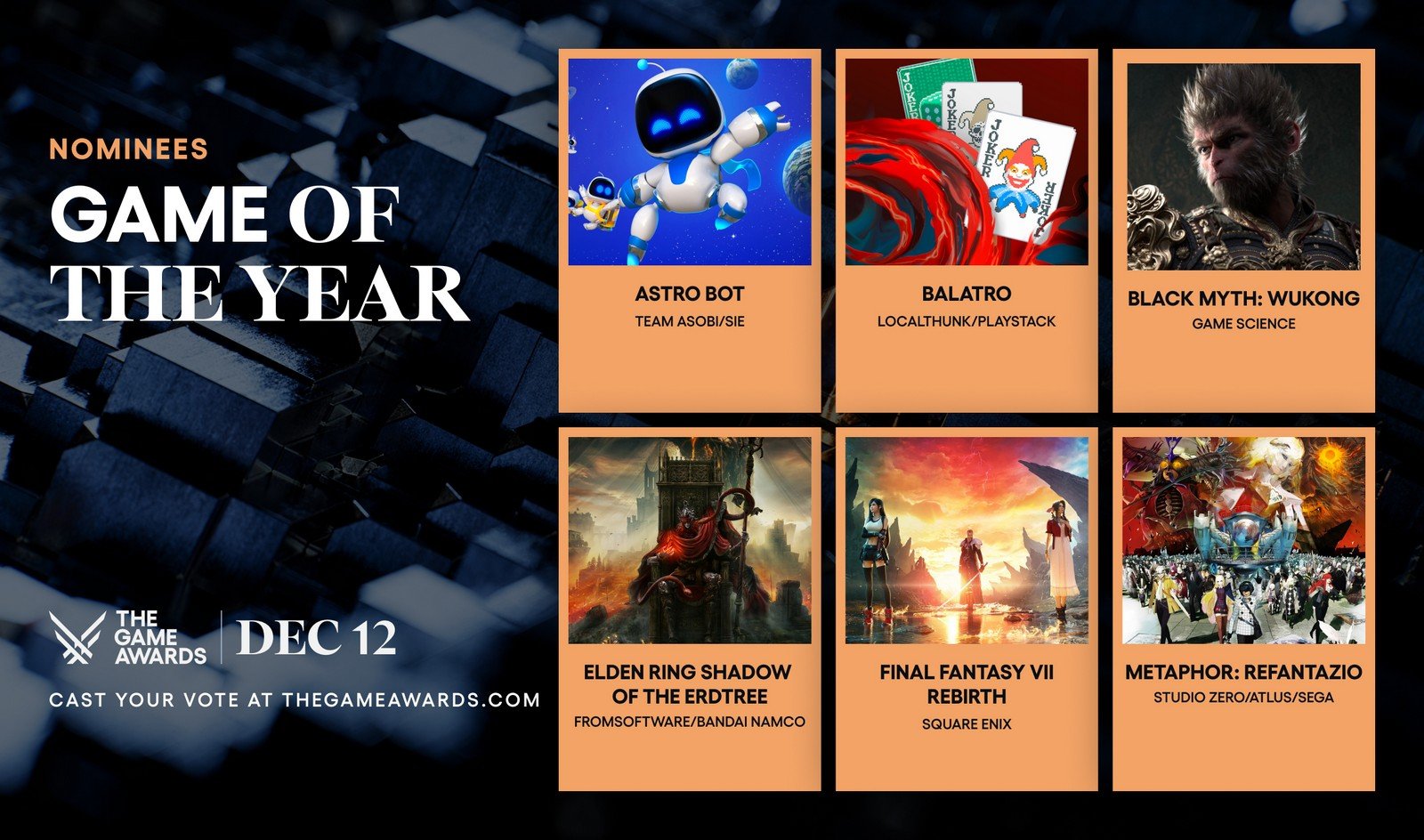 The Game Awards has officially announced its nominees for the 2024