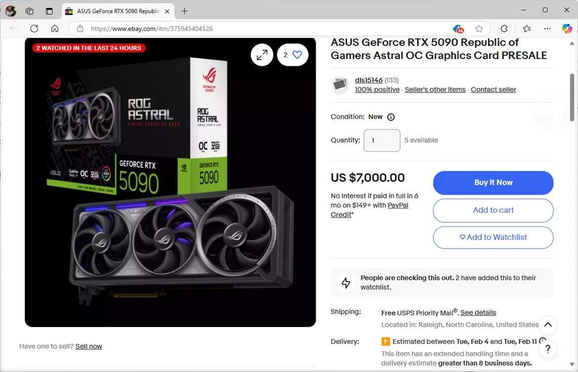 ebay NVIDIA GeForce RTX 5090