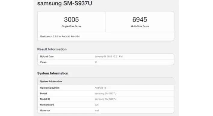 Galaxy S25 Slim benchmark